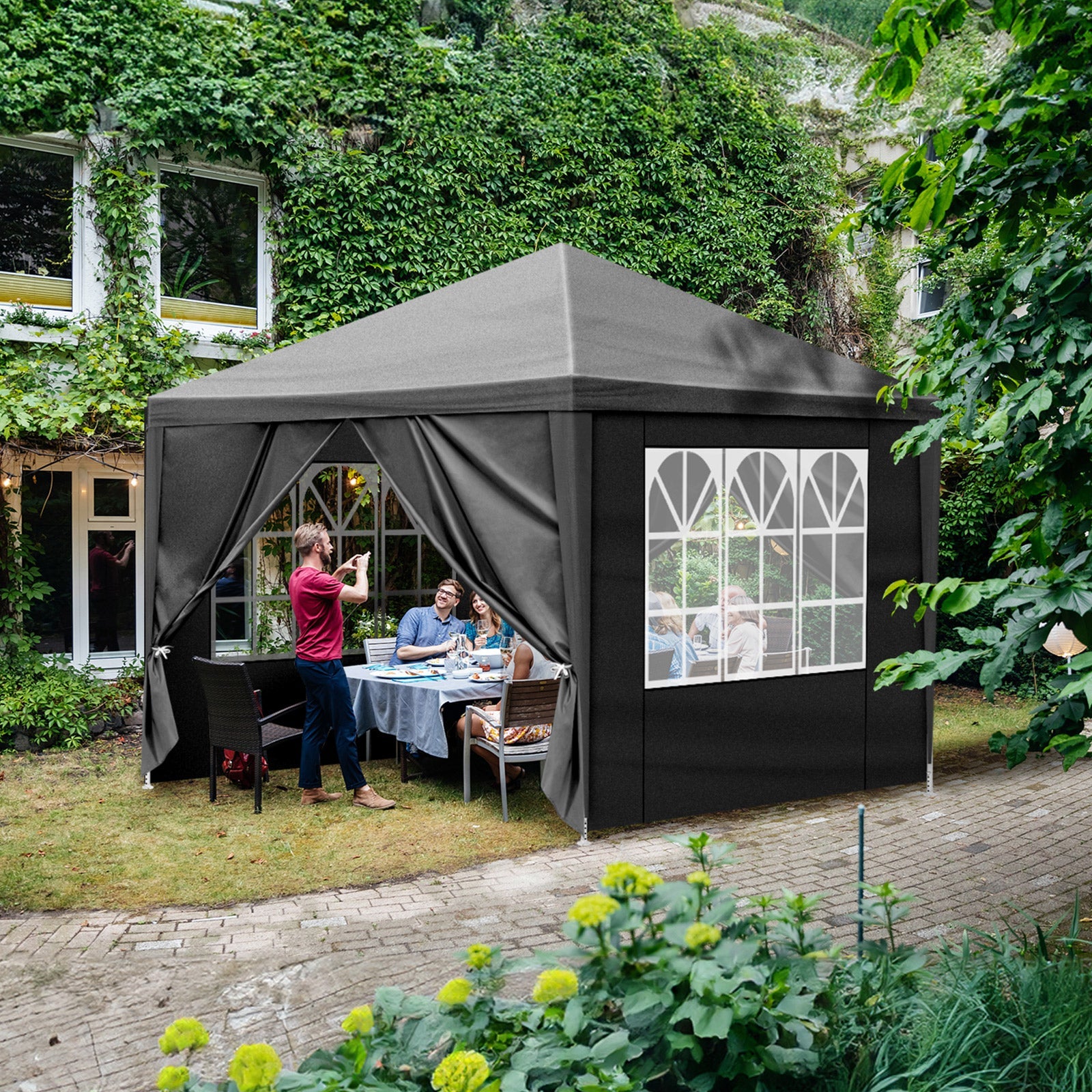 10x10ft Black Outdoor Pergola Tent