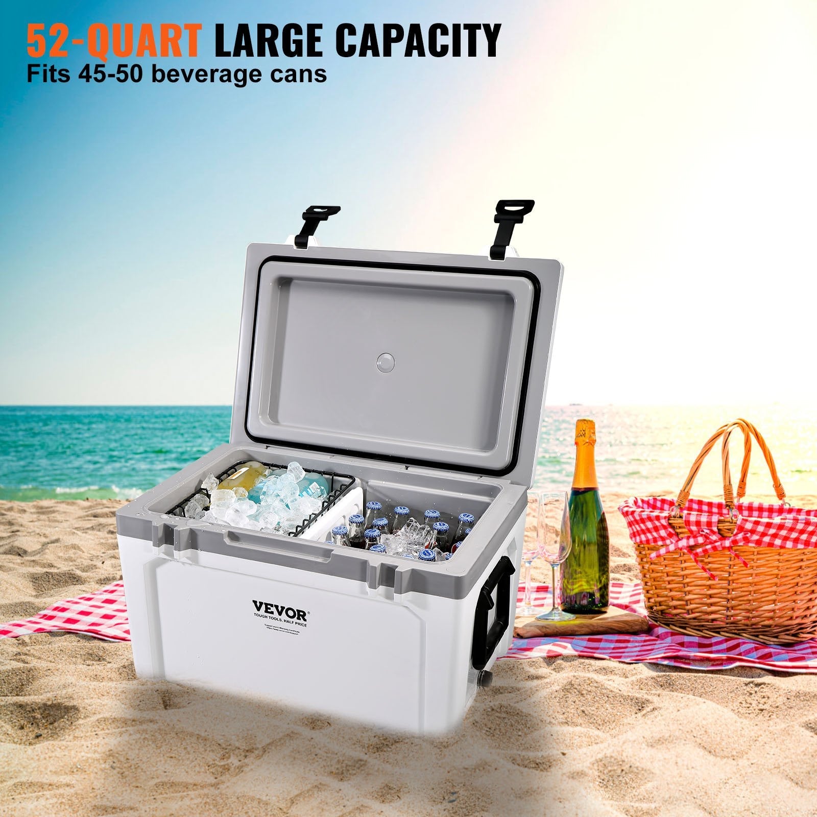 52 Qt Insulated Portable Hard Cooler