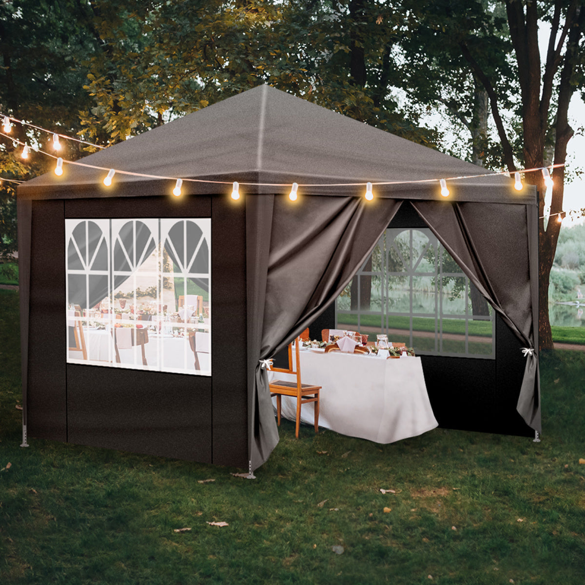 10x10ft Black Outdoor Pergola Tent