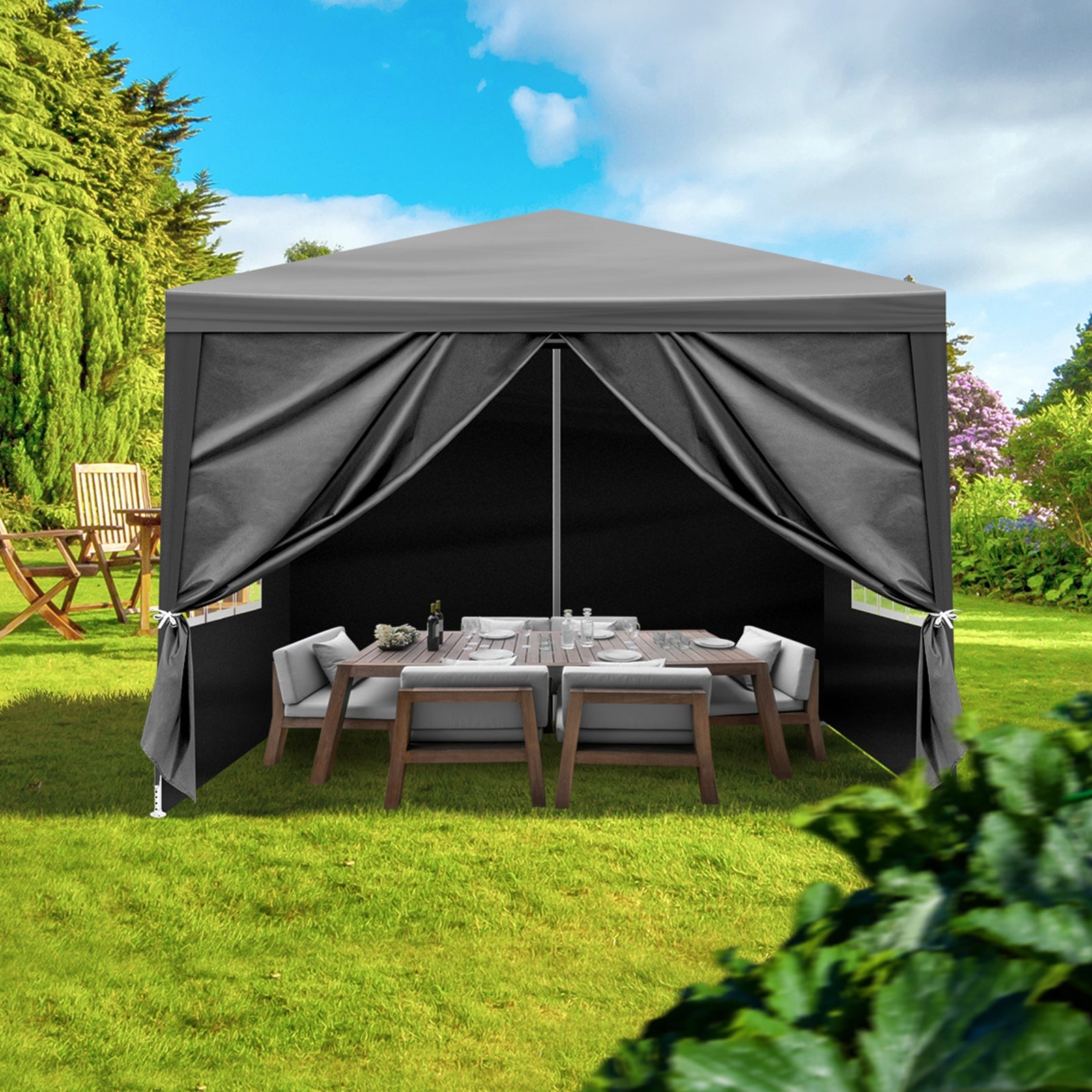 10x10ft Black Outdoor Pergola Tent