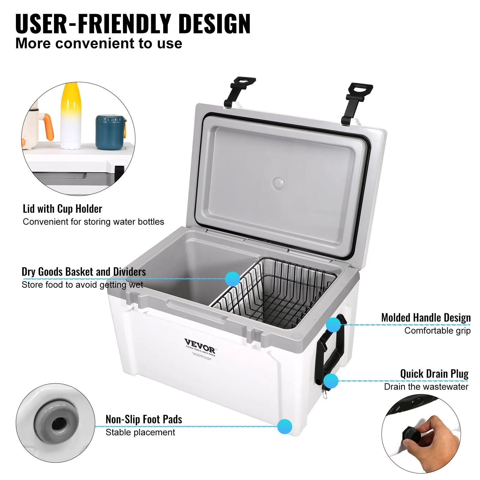 52 Qt Insulated Portable Hard Cooler