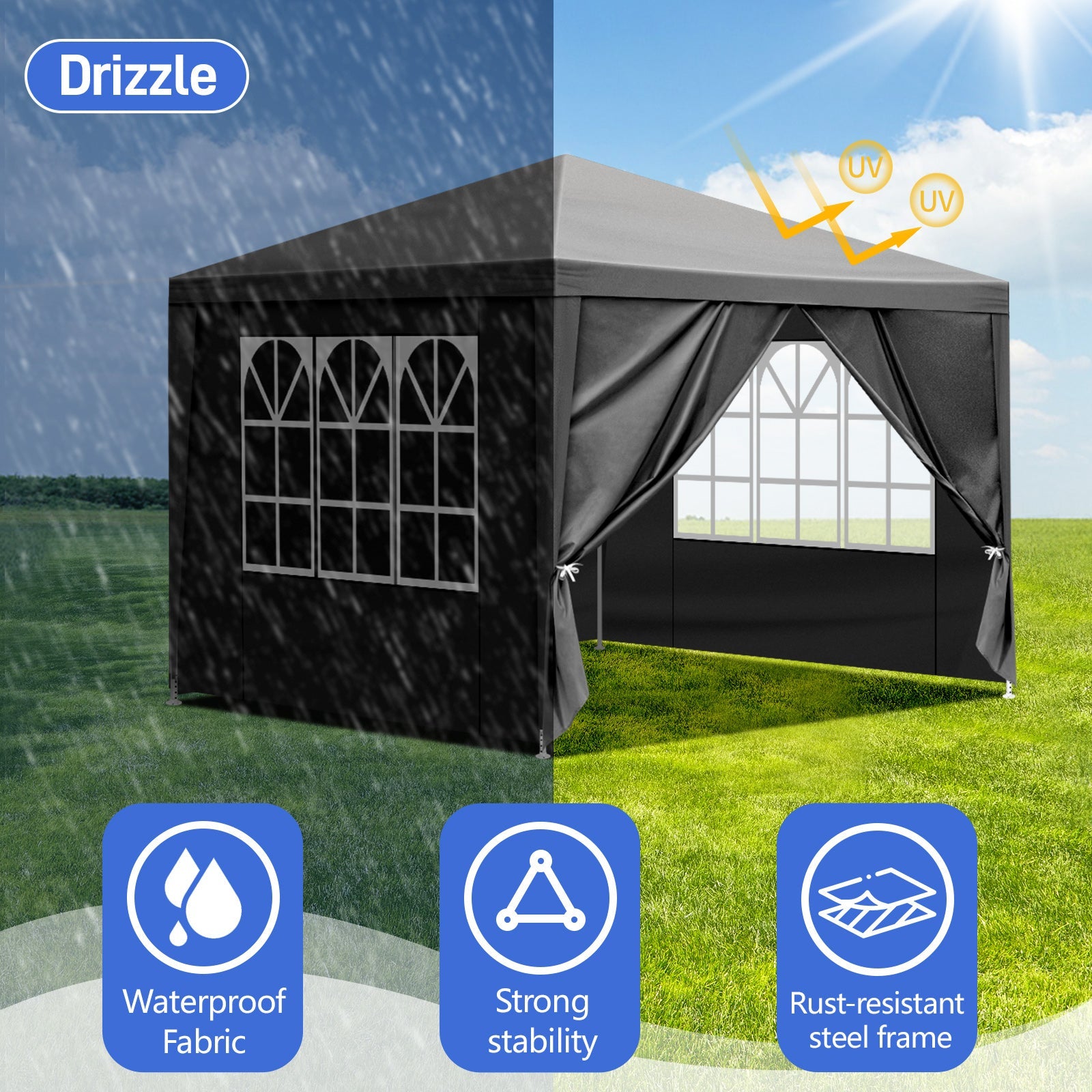 10x10ft Black Outdoor Pergola Tent